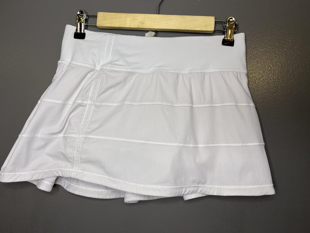 Lululemon Pace Rival Skort Womens 4 White Athletic Running Tennis Lined Stretch